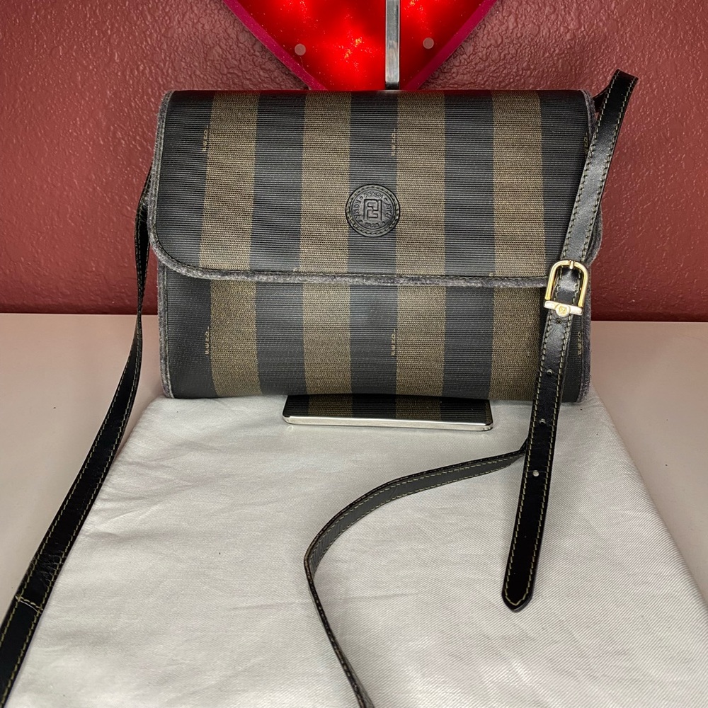 Vintage Fendi Pequin Flap Crossbody